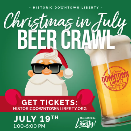 Santa graphic on green background with a pint of beer